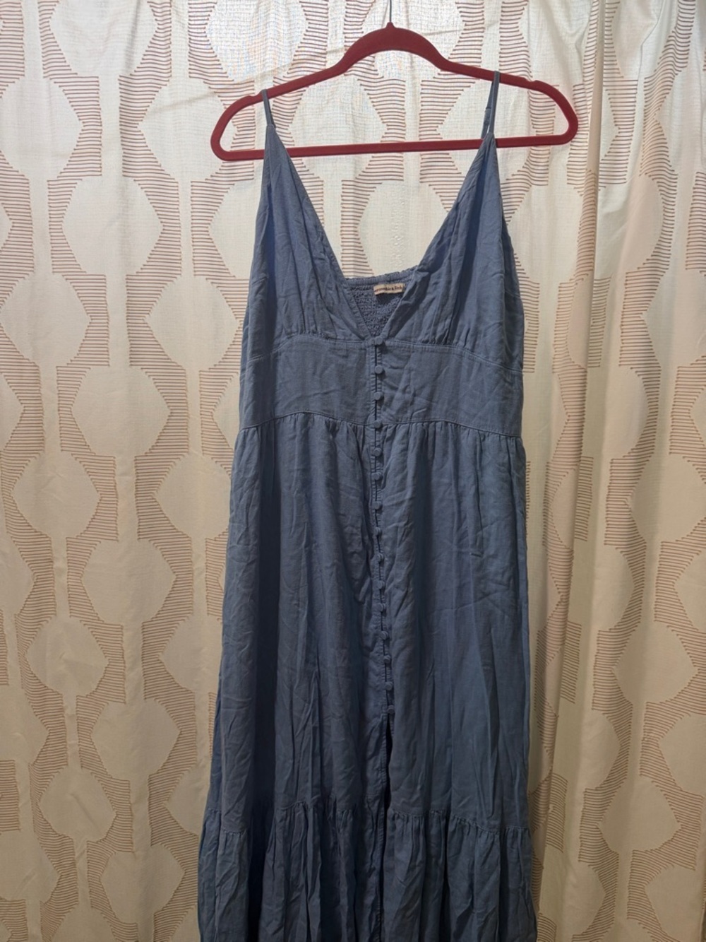 Abercrombie & Fitch Light Blue Button-Front Maxi Dress
